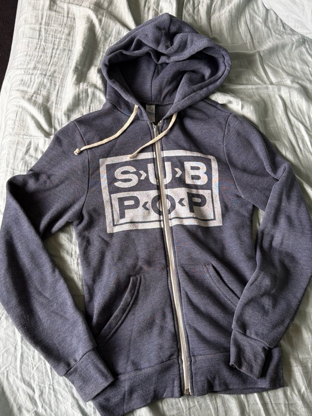 Alternative Apparel Heather Navy Zip-Up Hoodie with Graphic Logo